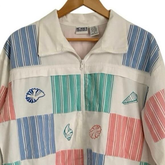Koret Francisca Colorblock Seashell Zip Front Jacket Sz M 80s/90s Dead Stock Vtg - Picture 8 of 8
